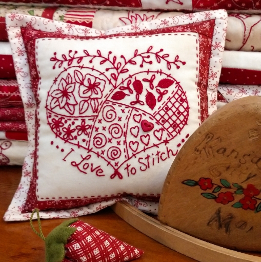 Picture of I Love to Stitch Pin Cushion - Hand Embroidery - Download