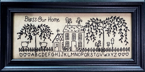 Picture of Bless Our Home BlackWork - Hand Embroidered Model