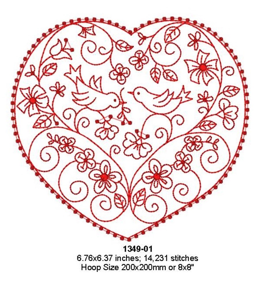 Lacy Valentine Heart Machine Embroidery Pattern Download