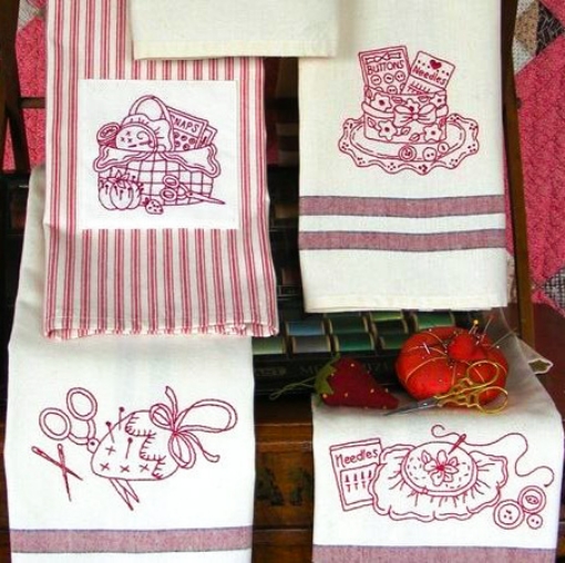 Christmas Hand Towels Set 4 Pack Embroidered Kitchen Dish Towels