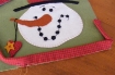 Top Hat Snowman Wool Applique Pillow