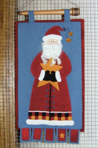 Folksie Santa and Star Hanging - Wool Applique Pattern