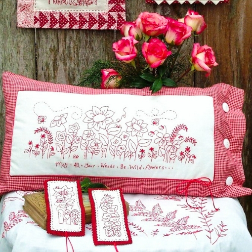 Picture of Spring Garden RedWork - Machine Embroidery Pattern - Download