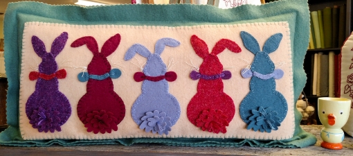 Picture of Bunny Tails Pillow - Wool Applique Complete Kit