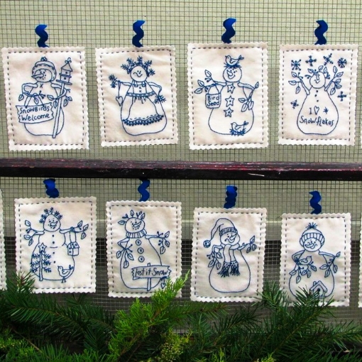 Picture of Snowmen by the Dozen - Hand Embroidery Kit