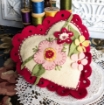 Picture of Lacey Heart Pin Cushion - Wool Applique Complete Kit