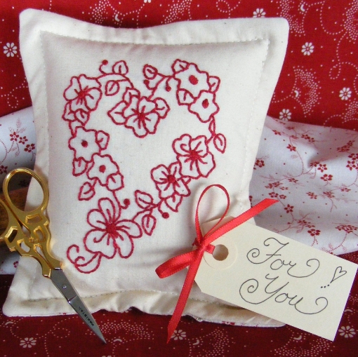 Picture of Mother's Day Floral Heart - Hand Embroidery Complete Kit